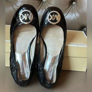 MICHAEL Michael Kors Fulton Quilted Ballet Black Patent Leather Flat